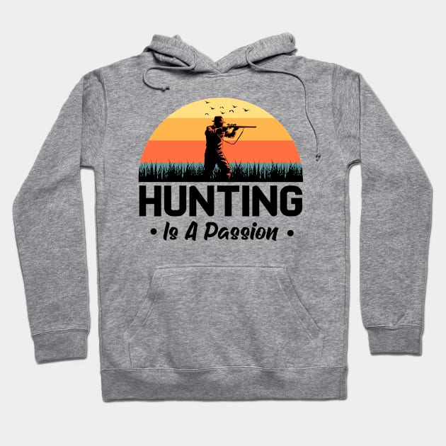 Hunting Passion Hunter Retro Sun Hoodie by Foxxy Merch